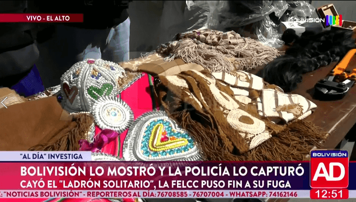 Fotografía de  Bolivisión mostró al “ladrón solitario” y la Policía logró capturarlo en El Alto