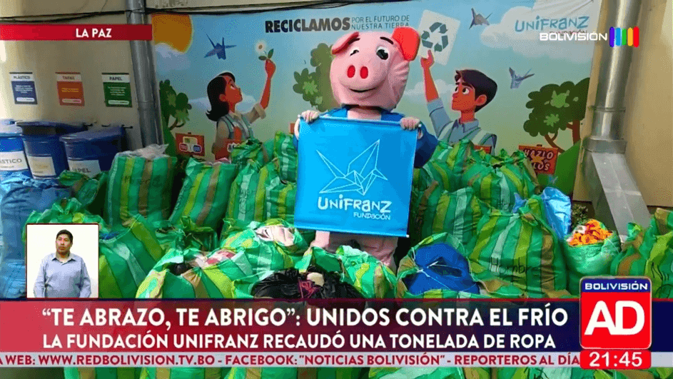 Fundación UNIFRANZ recolecta una tonelada de ropa para la campaña “Te abrazo, te abrigo”