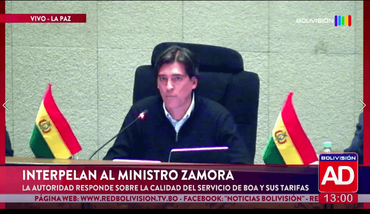 Fotografía de  Interpelan al ministro Zamora por los servicios y tarifas de BoA
