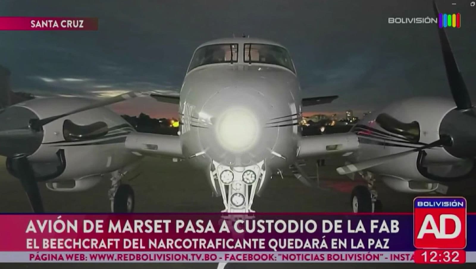 Fotografía de Avioneta vinculada a Sebastián Marset es transferida a la Fuerza Aérea y será trasladada a La Paz