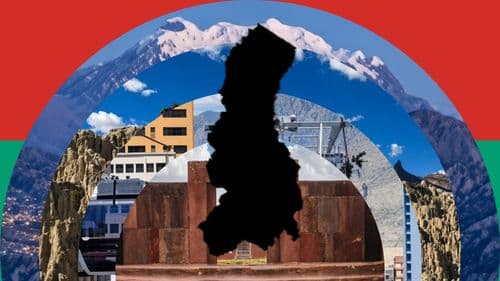 la paz con bandera e illimani
