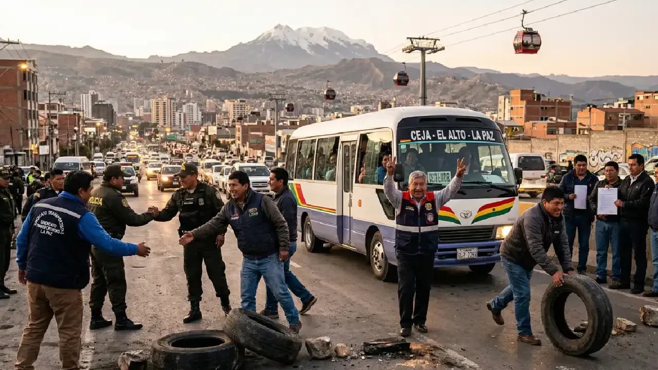 Fotografía de Acuerdo entre Gobierno y transporte pone fin a tres días de bloqueos en La Paz y El Alto