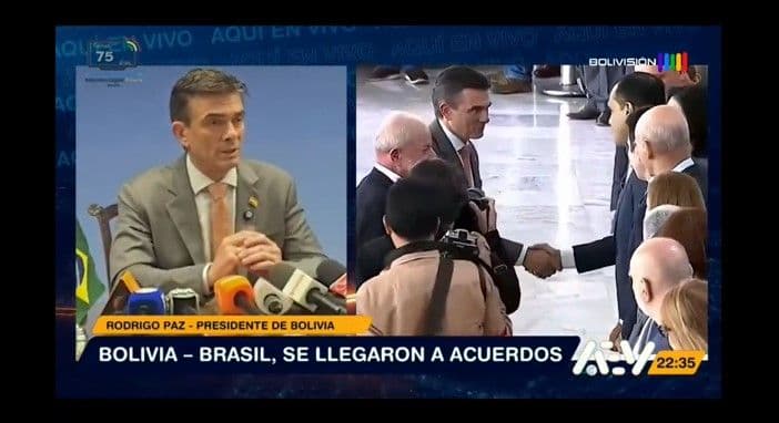 Fotografía de Bolivisión en el “Paso a paso” de la reunión Bolivia – Brasil