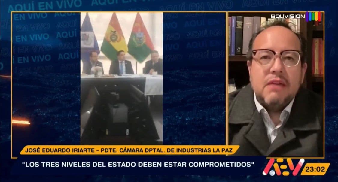 Fotografía de Presidente de la Cámara de Industrias de La Paz revela las conclusiones de una reunión clave para la reactivación económica