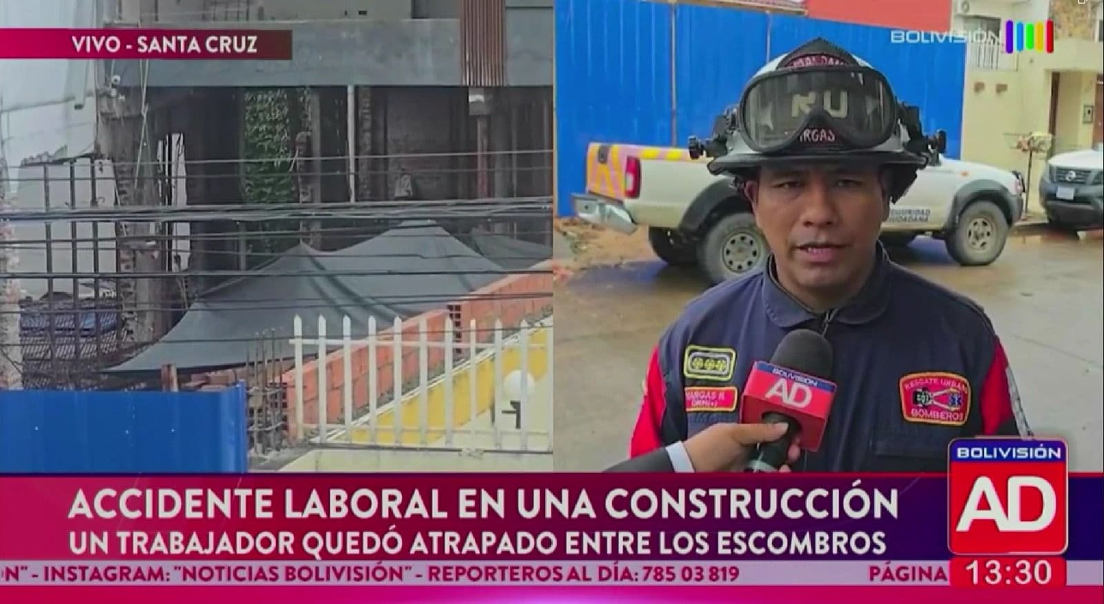 Fotografía de Obrero queda atrapado bajo una estructura de concreto durante accidente laboral en Santa Cruz
