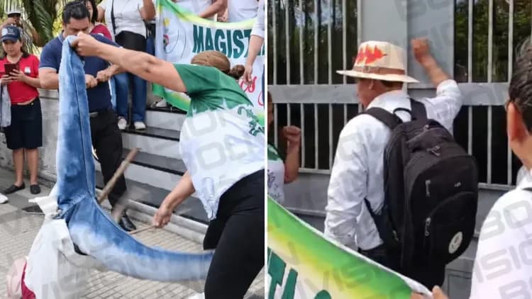 Maestros urbanos de Santa Cruz marcharon hasta la Casa de Gobierno