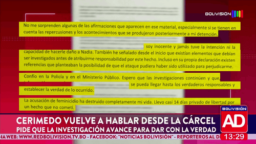 Cerimedo vuelve a hablar desde la cárcel y pide avanzar en la investigación