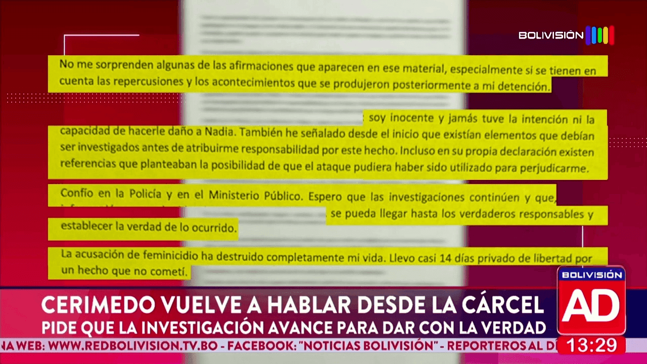 Cerimedo vuelve a hablar desde la cárcel y pide avanzar en la investigación